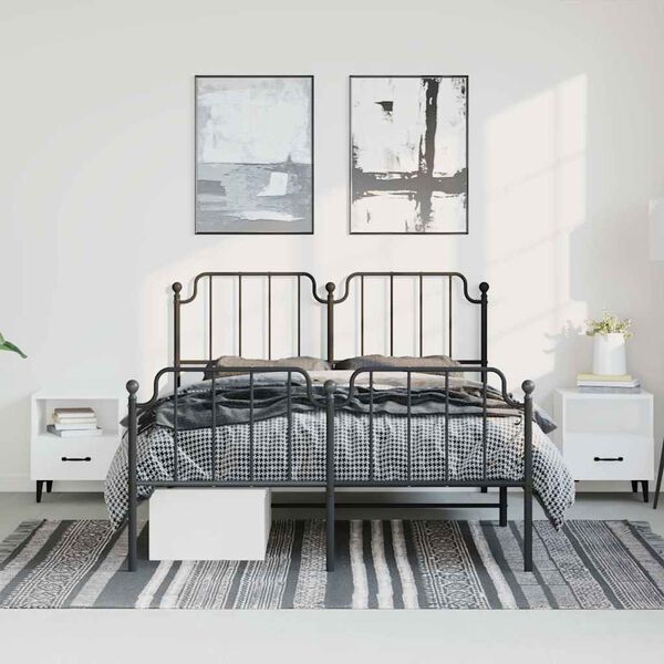 vidaXL Estrutura de cama com cabeceira e pés 183x213 cm metal preto