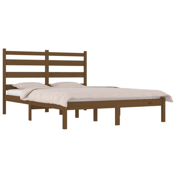 vidaXL Estrutura de cama 200x200 cm pinho maci&ccedil;o castanho mel