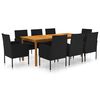 vidaXL 9 pcs conjunto de jantar para jardim preto