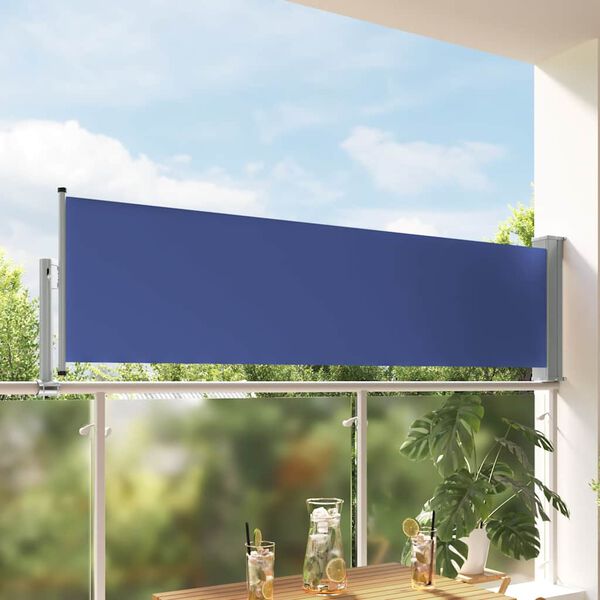 vidaXL Toldo lateral retr&aacute;til para p&aacute;tio 80x300 cm azul