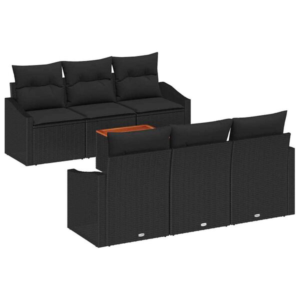 vidaXL Conjunto de Sofá de Jardim 7 pcs Preto vime PE