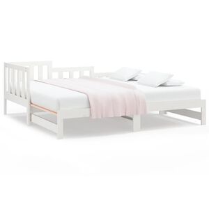 vidaXL Estrutura sof&aacute;-cama de puxar 2x(90x190) cm pinho maci&ccedil;o branco