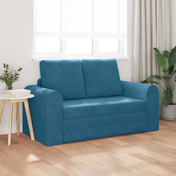 vidaXL Sof&aacute;-Cama 60cm Azul Veludo