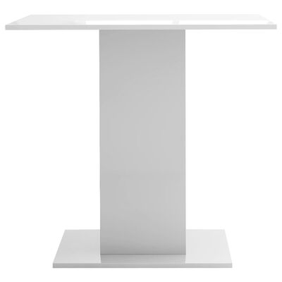 vidaXL Mesa de jantar 80x80x75 cm contraplacado branco brilhante