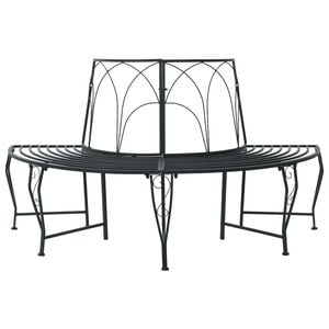 vidaXL Banco de &Aacute;rvore 4-N&uacute;mero de lugares 160 x 80 x 89 cm A&ccedil;o Preto