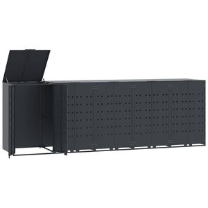 vidaXL Abrigo para 5 caixotes do lixo 345x79x117 cm a&ccedil;o antracite