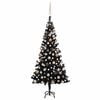 vidaXL &Aacute;rvore Natal artificial pr&eacute;-iluminada c/ bolas PVC preto