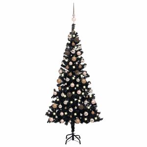 vidaXL &Aacute;rvore Natal artificial pr&eacute;-iluminada c/ bolas PVC preto
