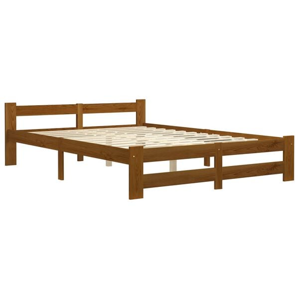 vidaXL Estrutura de cama 120x200 cm madeira pinho maci&ccedil;o castanho mel