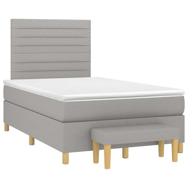 vidaXL Cama boxspring com colch&atilde;o 120x190 cm tecido cinzento-claro