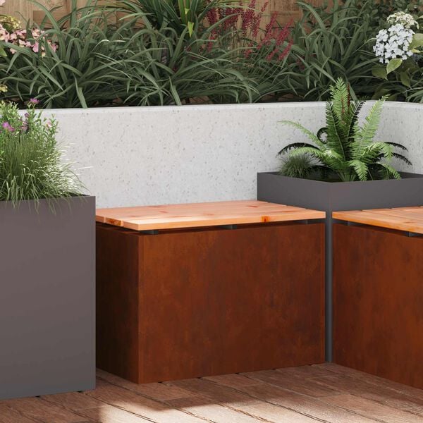 vidaXL Banco de jardim Ferro Enferrujado 60 x 40 x 43 cm A&ccedil;o corten