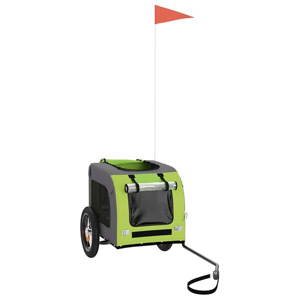 vidaXL Reboque de bicicleta p/ animais tecido oxford/ferro verde/cinza