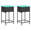 vidaXL Banquetas de jardim com almofadas, 2 pe&ccedil;as, em rattan sint&eacute;tico preto