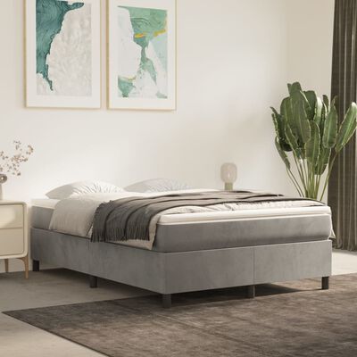 vidaXL Estrutura de cama com molas 140x200 cm veludo cinzento-claro
