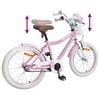 vidaXL Bicicleta Infantil 18 Polegadas para 5-7 anos Rosa Claro