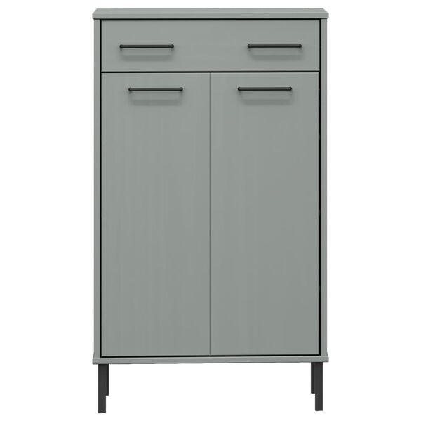 vidaXL Sapateira com pernas de metal pinho maciço OSLO cinzento