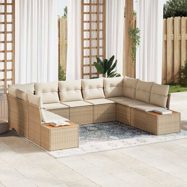 vidaXL Conjunto de Sof&aacute; de Jardim 5 pcs Bege e Creme Polirattan
