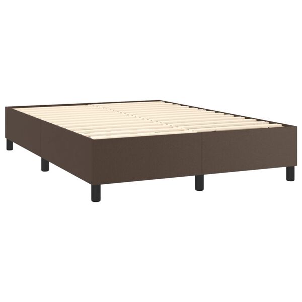 vidaXL Estrutura de cama com molas 140x200cm couro artificial castanho