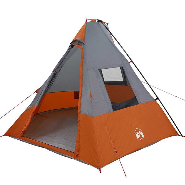 vidaXL Barraca Tipi Cinza e Laranja 383 x 338 x 217 cm tafetá