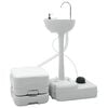 vidaXL Conjunto de Banheiro para Acampamento 2 unid. Cinza e Branco