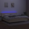 vidaXL Cama box spring c/ colch&atilde;o e LED 200x200 cm tecido cor creme