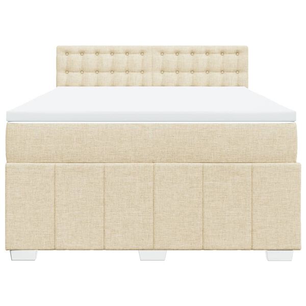 vidaXL Cama com molas/colch&atilde;o 160x200 cm tecido cor creme