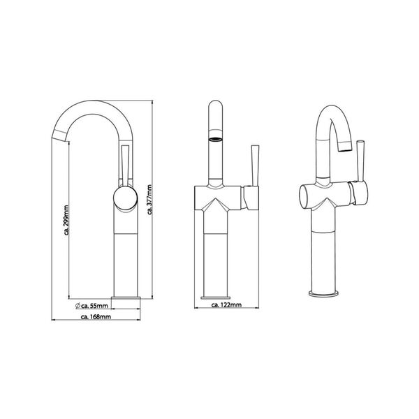 SCH&Uuml;TTE Torneira misturadora de lavat&oacute;rio alta CORNWALL 168 mm cromado