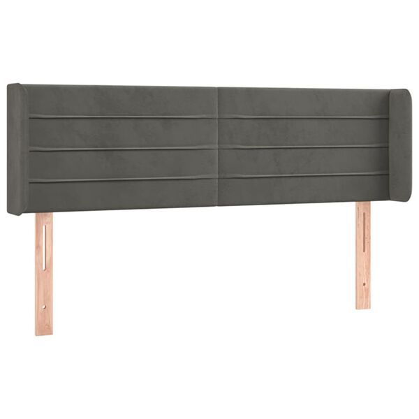 vidaXL Cabeceira de cama c/ abas veludo 147x16x78/88cm cinzento-escuro