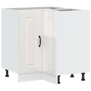 vidaXL Arm&aacute;rio baixo de canto de cozinha Kalmar branco alto brilho