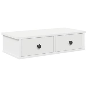 vidaXL Prateleira parede c/ gavetas 60x28x15 cm deriv. madeira branco