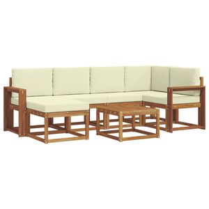vidaXL Conjunto de Sof&aacute;s para Exterior 7 pcs Natural e Creme