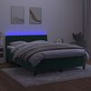 vidaXL Cama box spring c/ colch&atilde;o/LED 140x200 cm veludo verde-escuro