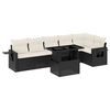 vidaXL 7 pcs conjunto de sof&aacute;s p/ jardim c/ almofad&otilde;es vime PE preto