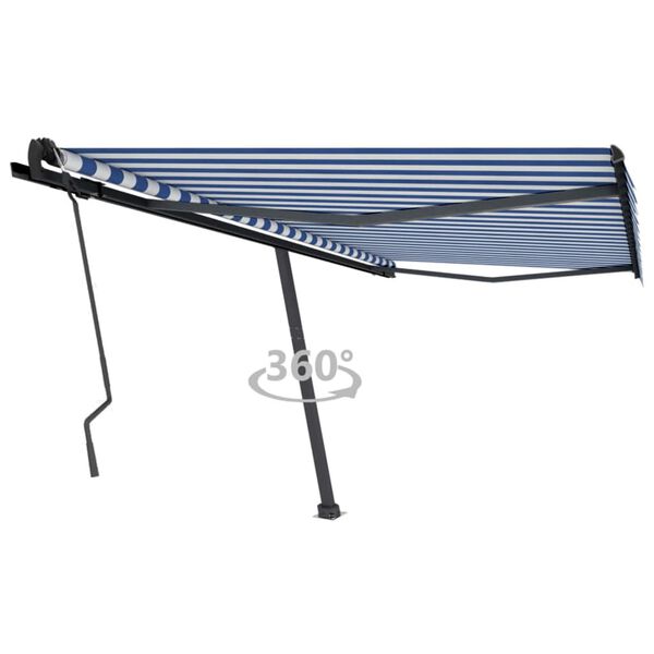 vidaXL Toldo retr&aacute;til manual independente 450x350 cm azul e branco