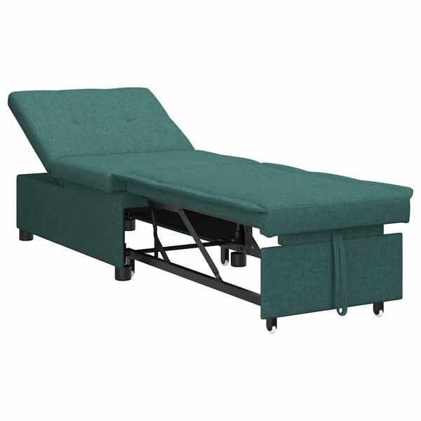 vidaXL Sof&aacute;-cama retr&aacute;til Verde Escuro 194 x 50 x 82 cm tecido