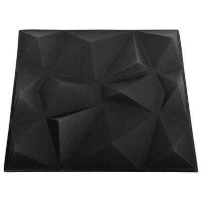 vidaXL Painéis de parede 3D 12 pcs 50x50 cm 3 m² preto diamante