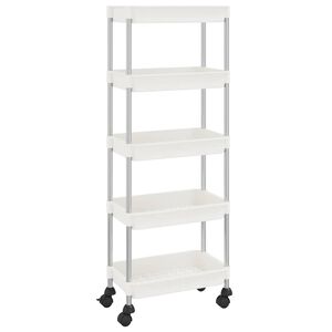 vidaXL Carrinho cozinha c/ 5 prateleiras ferro/ABS 42x29x128 cm branco