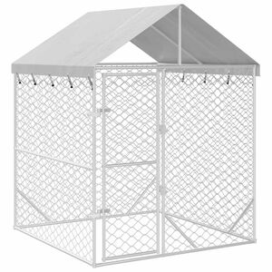 vidaXL Canil de exterior com teto 2x2x2,5m a&ccedil;o galvanizado prateado