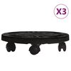 vidaXL Carrinhos de plantas c/ rodas 3 pcs di&acirc;metro 30 cm 170 kg preto