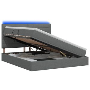 vidaXL Cama de Armazenamento LED com Colch&atilde;o Cinzento-Escuro