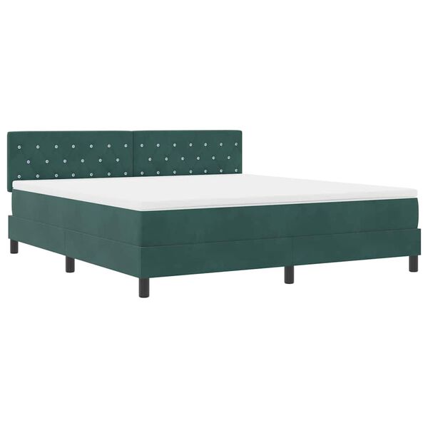 vidaXL Cama Box Spring LED com led Verde Escuro 180 x 200 cm Veludo