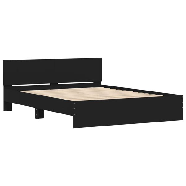 vidaXL Estrutura de cama com cabeceira 140x190 cm preto