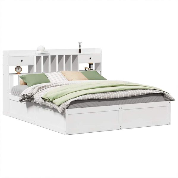 vidaXL Cama sem colch&atilde;o 180x200 cm madeira de pinho maci&ccedil;a branco