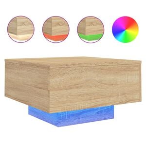 vidaXL Mesa de centro com luzes LED 55x55x31 cm carvalho sonoma