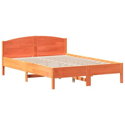 vidaXL Estrutura cama c/ cabeceira 160x200cm pinho maciço castanho-mel