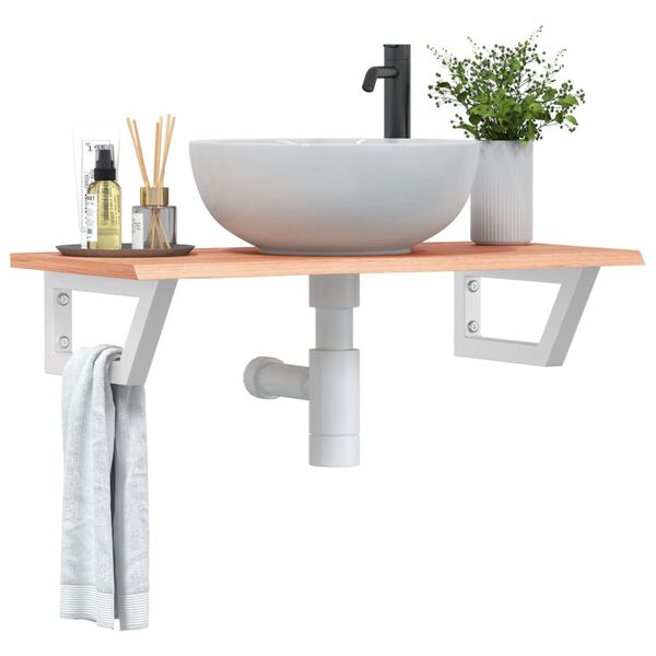 vidaXL Prateleira de parede p/ lavatório aço/madeira carvalho maciça