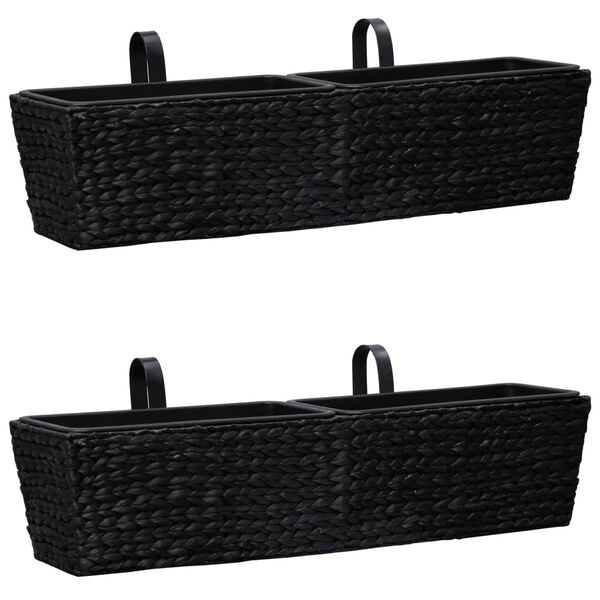 vidaXL Floreiras de pendurar 2 pcs jacinto de água preto