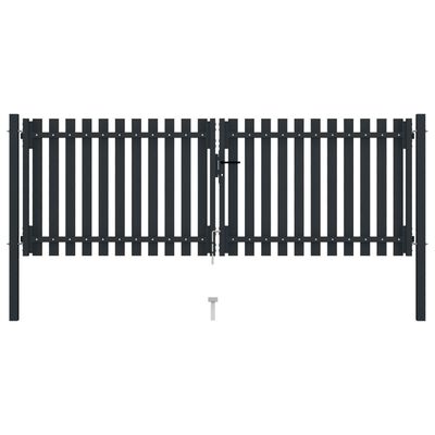 vidaXL Portão de cerca com porta dupla 306x125 cm aço antracite
