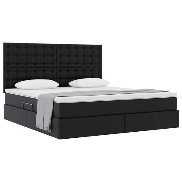 vidaXL Cama com Armazenamento Preto 180 x 200 cm Couro Sint&eacute;tico