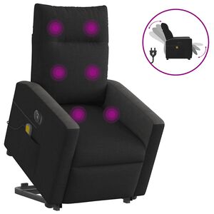 vidaXL Poltrona el&eacute;trica elevat&oacute;ria massagens tecido preto
